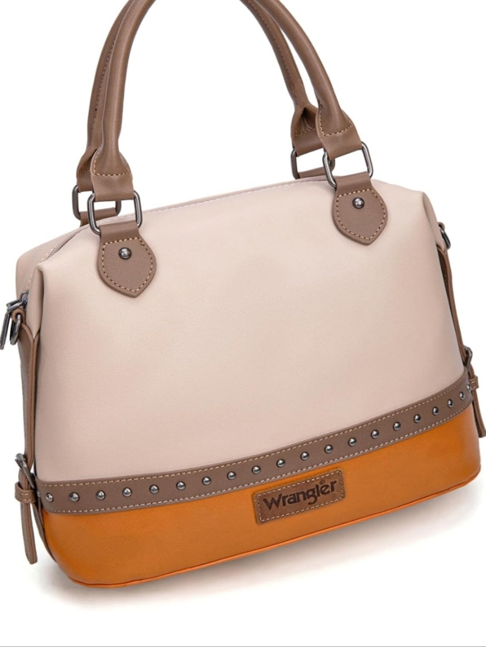 Wrangler  Blush and Tan Dual-Handle Satchel